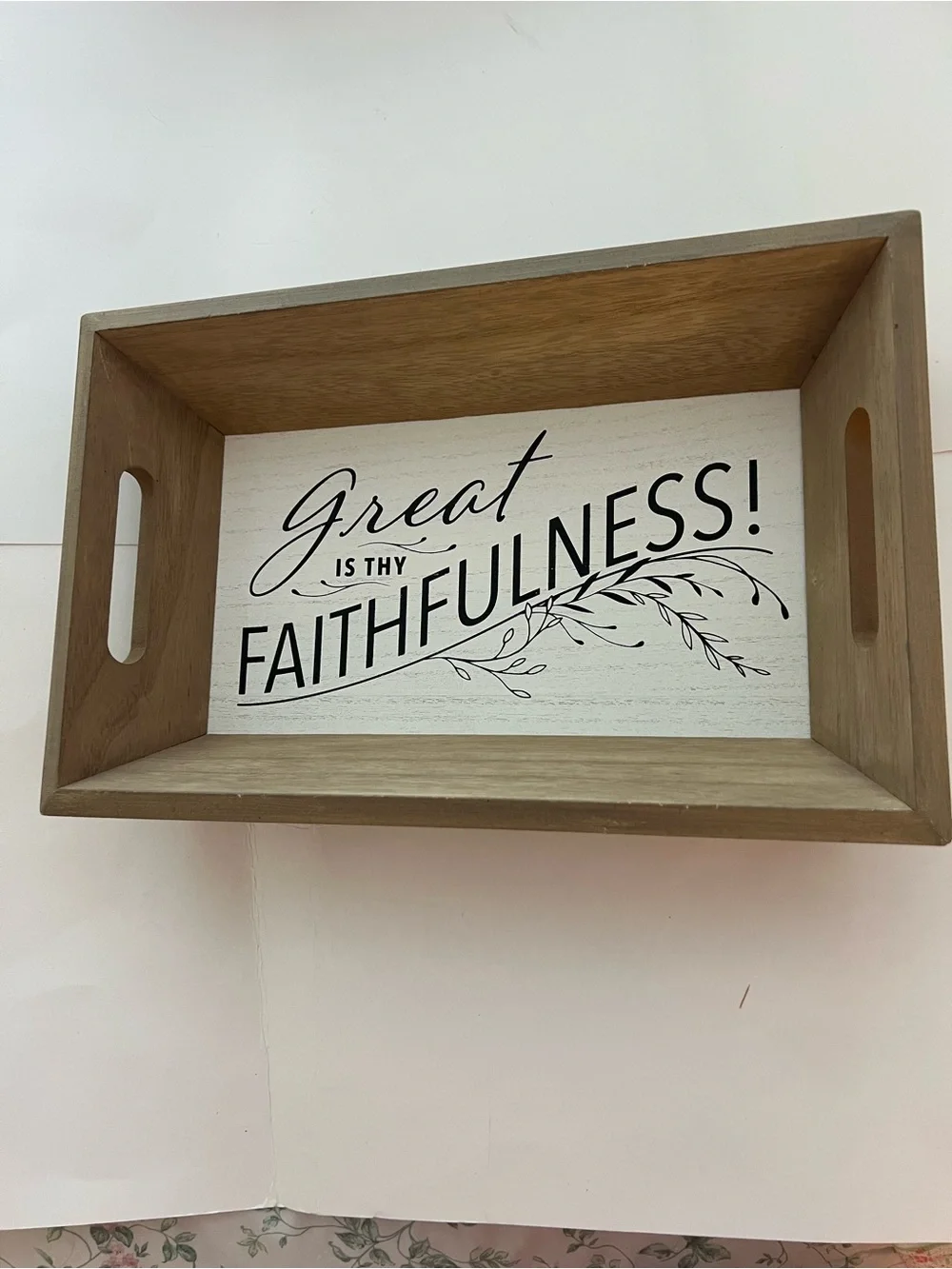 DaySpring Wooden Faithfulness Serving Tray - White Insert, Natural Wood New
